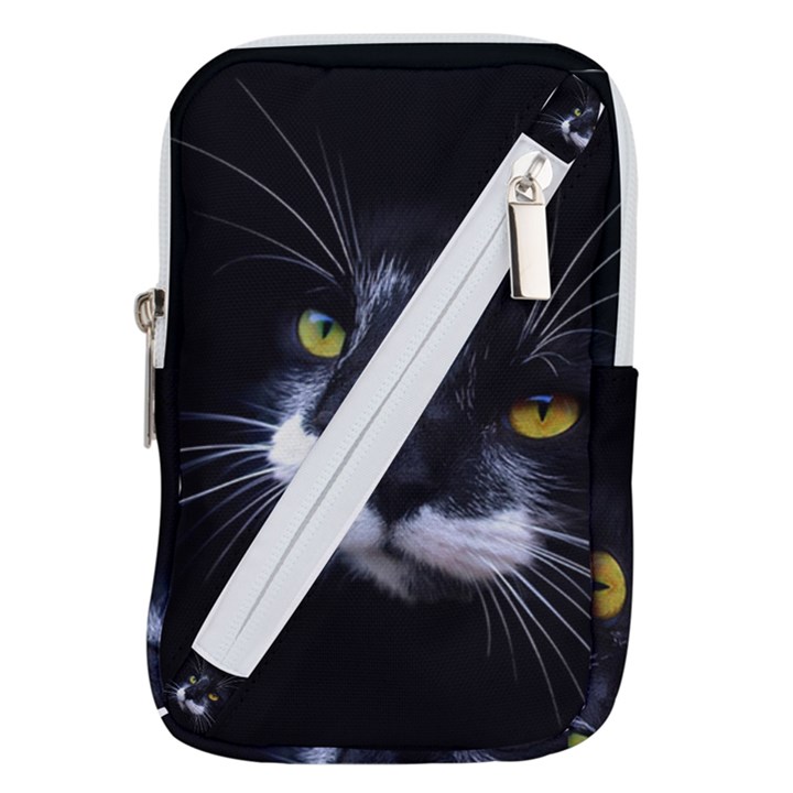 Face Black Cat Belt Pouch Bag (Large)