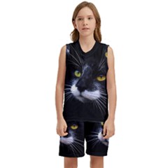 Face Black Cat Kids  Basketball Mesh Set by Ket1n9