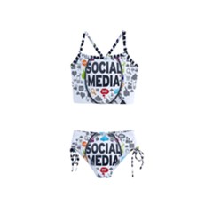 Social Media Computer Internet Typography Text Poster Girls  Tankini Swimsuit by Ket1n9