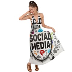 Social Media Computer Internet Typography Text Poster Backless Maxi Beach Dress by Ket1n9