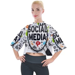 Social Media Computer Internet Typography Text Poster Mock Neck T-shirt by Ket1n9