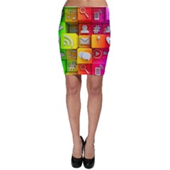 Colorful 3d Social Media Bodycon Skirt by Ket1n9