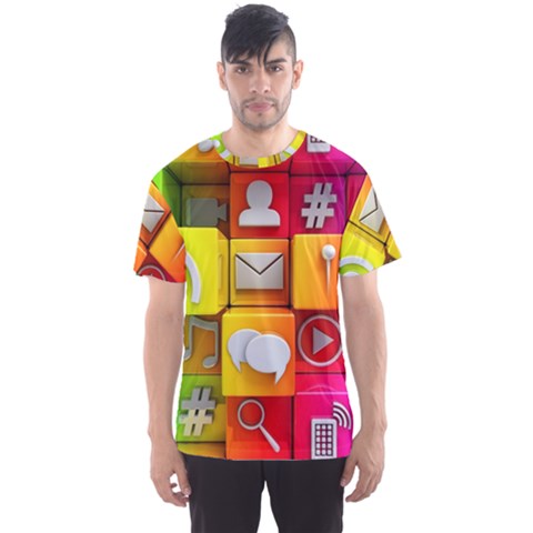 Colorful 3d Social Media Men s Sport Mesh T-shirt by Ket1n9