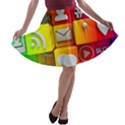 Colorful 3d Social Media A-line Skater Skirt View1