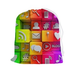 Colorful 3d Social Media Drawstring Pouch (2xl) by Ket1n9