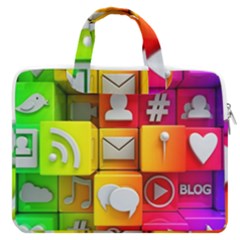 Colorful 3d Social Media Macbook Pro 16  Double Pocket Laptop Bag  by Ket1n9