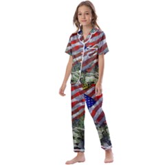 Usa United States Of America Images Independence Day Kids  Satin Short Sleeve Pajamas Set by Ket1n9