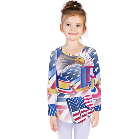 Independence Day United States Of America Kids  Long Sleeve T-shirt by Ket1n9