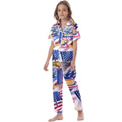 Independence Day United States Of America Kids  Satin Short Sleeve Pajamas Set by Ket1n9