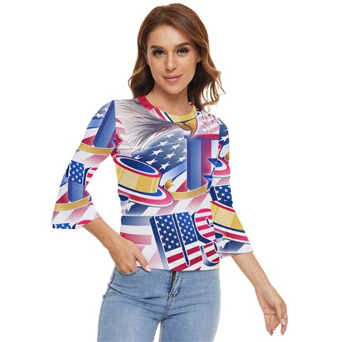 Independence Day United States Of America Bell Sleeve Top by Ket1n9