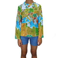 World Map Kids  Long Sleeve Swimwear by Ket1n9