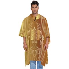 Golden Pattern Vintage Gradient Vector Men s Hooded Rain Ponchos by Ket1n9