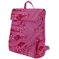 Pink Circuit Pattern Flap Top Backpack by Ket1n9