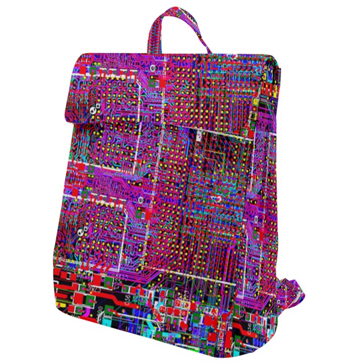 Technology Circuit Board Layout Pattern Flap Top Backpack