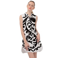 Ying Yang Tattoo Sleeveless Shirt Dress by Ket1n9