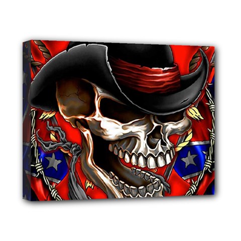 Confederate Flag Usa America United States Csa Civil War Rebel Dixie Military Poster Skull Canvas 10  X 8  (stretched) by Ket1n9