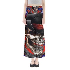 Confederate Flag Usa America United States Csa Civil War Rebel Dixie Military Poster Skull Full Length Maxi Skirt by Ket1n9