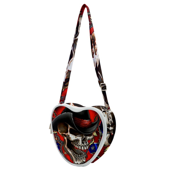 Confederate Flag Usa America United States Csa Civil War Rebel Dixie Military Poster Skull Heart Shoulder Bag