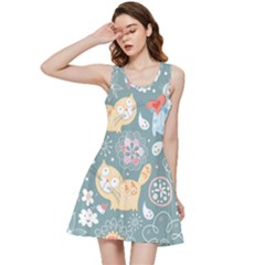 Cute Cat Background Pattern Inside Out Racerback Dress by Ket1n9