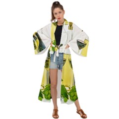 White-wine-red-wine-the-bottle Maxi Kimono by Ket1n9