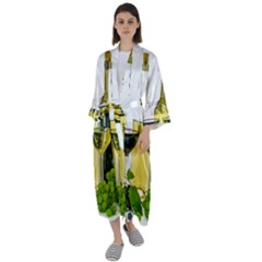 White-wine-red-wine-the-bottle Maxi Satin Kimono by Ket1n9