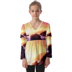 California-sea-ocean-pacific Kids  V Neck Casual Top by Ket1n9