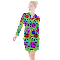 Balls Colors Button Long Sleeve Dress by Ket1n9