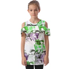 Horse-horses-animal-world-green Fold Over Open Sleeve Top by Ket1n9