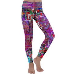 Technology Circuit Board Layout Pattern Kids  Lightweight Velour Classic Yoga Leggings by Ket1n9