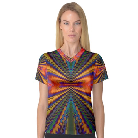 Casanova Abstract Art-colors Cool Druffix Flower Freaky Trippy V-neck Sport Mesh T-shirt by Ket1n9