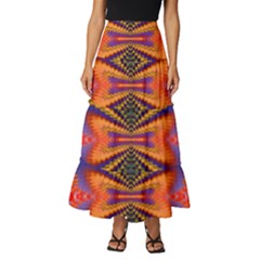 Casanova Abstract Art-colors Cool Druffix Flower Freaky Trippy Tiered Ruffle Maxi Skirt by Ket1n9