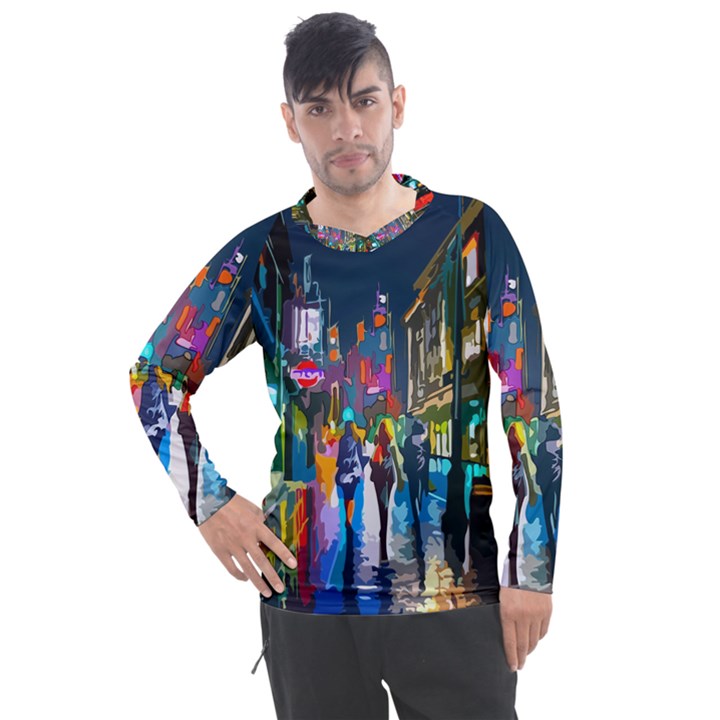 Abstract-vibrant-colour-cityscape Men s Pique Long Sleeve T-Shirt