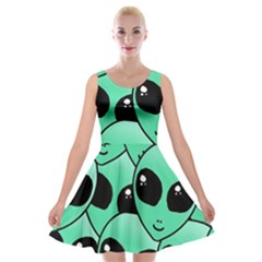 Art Alien Pattern Velvet Skater Dress by Ket1n9