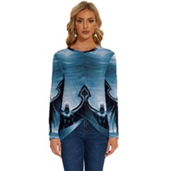 Rising Angel Fantasy Long Sleeve Crew Neck Pullover Top by Ket1n9