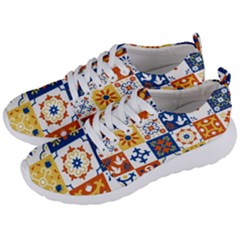 Mexican-talavera-pattern-ceramic-tiles-with-flower-leaves-bird-ornaments-traditional-majolica-style- Men s Lightweight Sports Shoes by Ket1n9