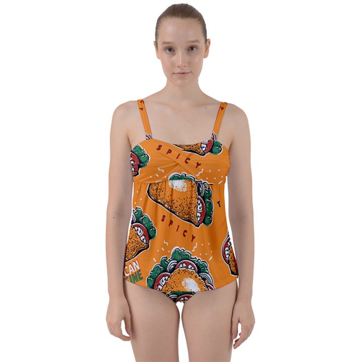 Seamless-pattern-with-taco Twist Front Tankini Set