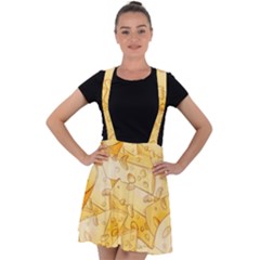 Cheese-slices-seamless-pattern-cartoon-style Velvet Suspender Skater Skirt by Ket1n9