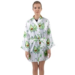 Cute-seamless-pattern-with-avocado-lovers Long Sleeve Satin Kimono by Ket1n9