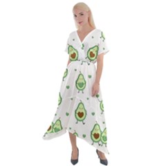 Cute-seamless-pattern-with-avocado-lovers Cross Front Sharkbite Hem Maxi Dress by Ket1n9