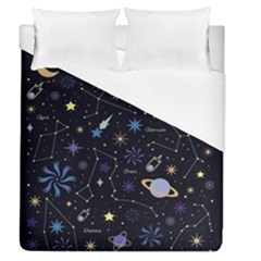 Starry Night  Space Constellations  Stars  Galaxy  Universe Graphic  Illustration Duvet Cover (queen Size) by Grandong