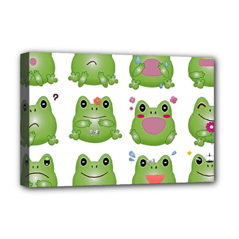 Kawaii-frog-rainy-season-japanese Deluxe Canvas 18  X 12  (stretched) by Grandong