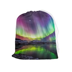 Aurora Borealis Polar Northern Lights Natural Phenomenon North Night Mountains Drawstring Pouch (xl) by Grandong