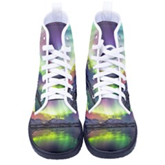 Aurora Borealis Polar Northern Lights Natural Phenomenon North Night Mountains Men s High-top Canvas Sneakers by Grandong