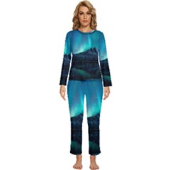 Aurora Borealis Mountain Reflection Womens  Long Sleeve Lightweight Pajamas Set by Grandong