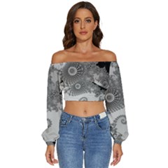 Apple Males Almond Bread Abstract Mathematics Long Sleeve Crinkled Weave Crop Top by Vaneshop