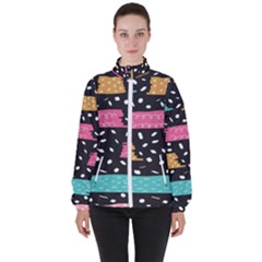 Art Pattern Design Wallpaper Background Print Patterns Women s High Neck Windbreaker by Vaneshop