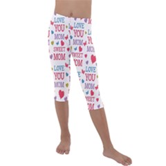 Love Mom Happy Mothers Day I Love Mom Graphic Kids  Lightweight Velour Capri Leggings  by Vaneshop