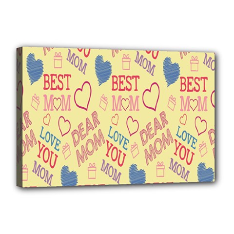 Love Mom Happy Mothers Day I Love Mom Graphic Pattern Canvas 18  X 12  (stretched) by Vaneshop