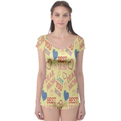 Love Mom Happy Mothers Day I Love Mom Graphic Pattern Boyleg Leotard  by Vaneshop