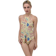 Love Mom Happy Mothers Day I Love Mom Graphic Pattern Go With The Flow One Piece Swimsuit by Vaneshop